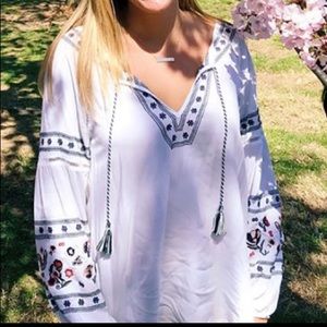 Boho embroidered top